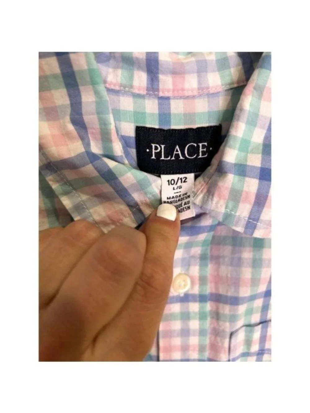 Children's Place Boys Button Down Shirt Size L 10/12 Pastel Striped Easter Sprin